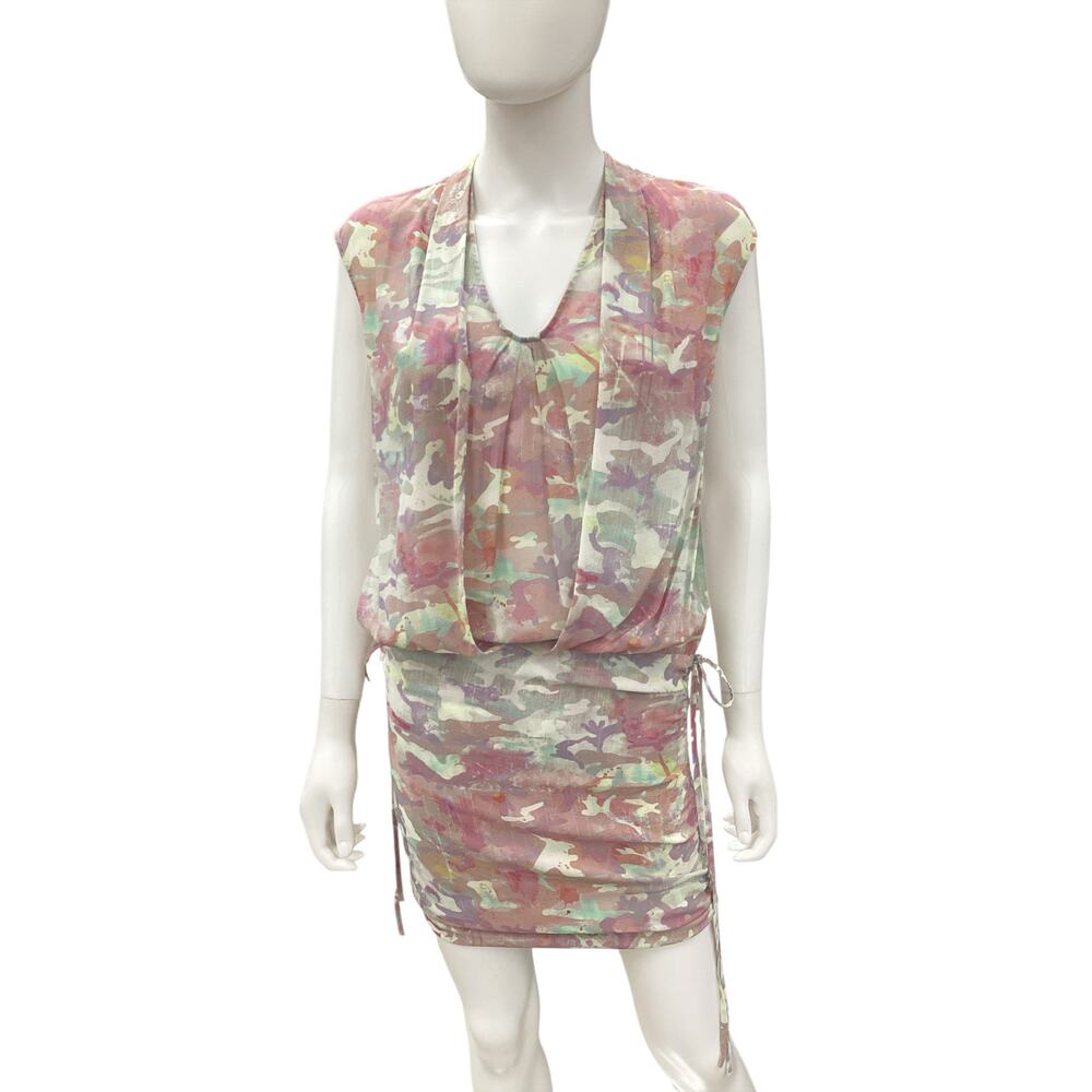 IRO Dress Women’s Size S 100% Silk Adjustable Sides Sleeveless V-Neck Multicolor